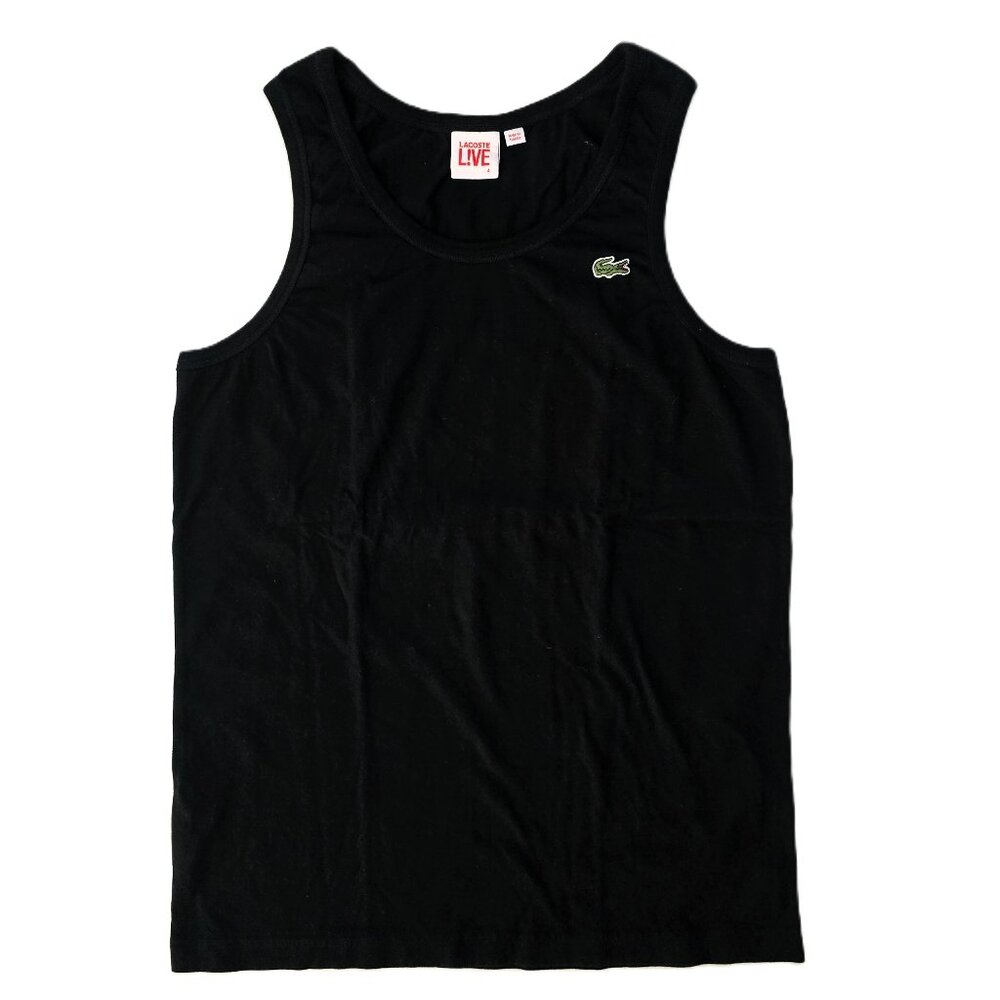 Lacoste Men’s Slim Fit Cotton Tank Top - Size 4 (Medium) - Black